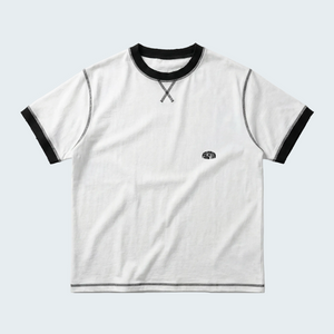 WHITE COTTON T-SHIRT WITH CONTRAST STITCHING