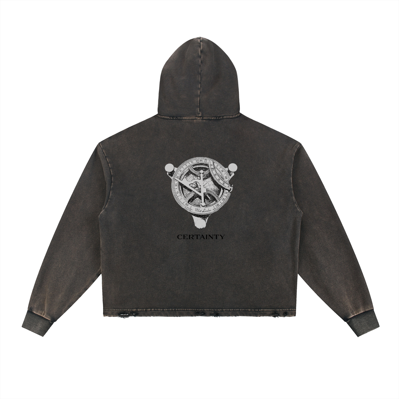 Vintage Washed Frayed-Hem Hoodie