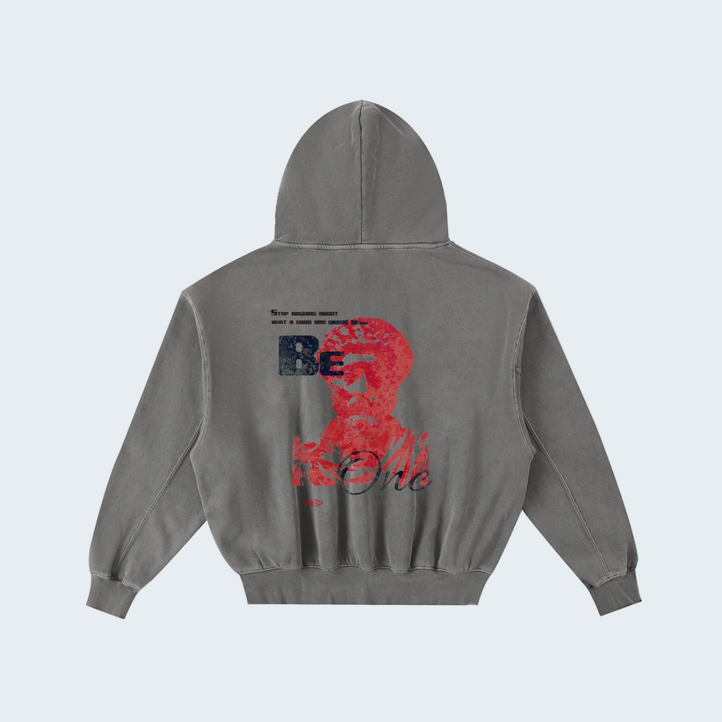 FRAYED-EDGE ENZYME WASHED HOODIE