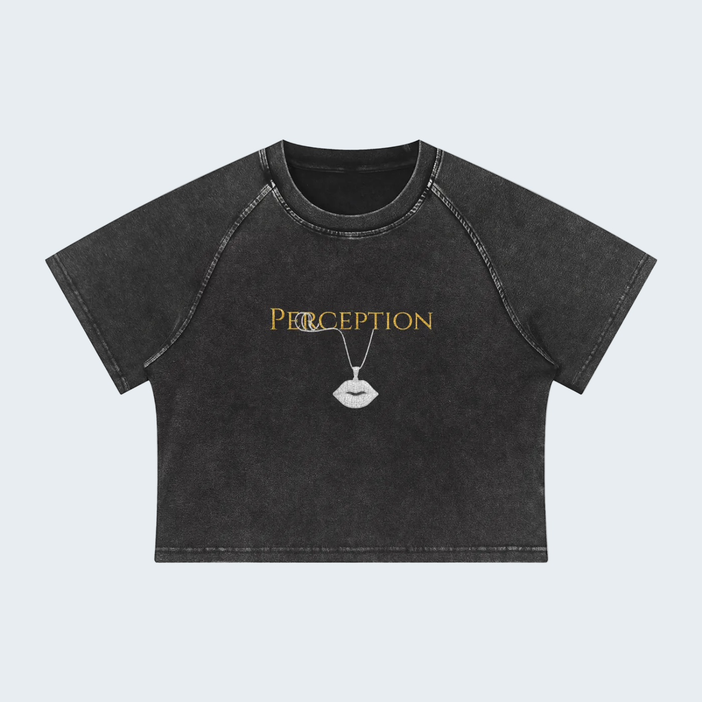 MINERAL WASH RANGLAN CROP TEE
