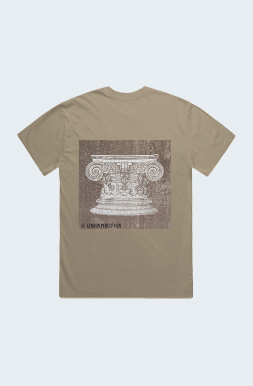 BROWN COLUMN FADED KHAKI T-SHIRT
