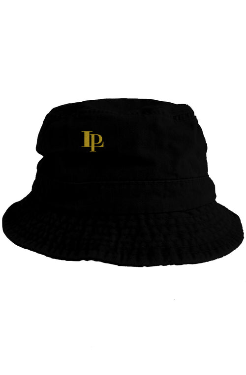 BLACK BUCKET HAT WITH YELOW LOGO