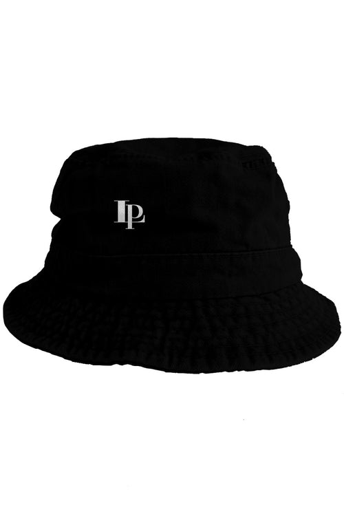 BLACK BUCKET HAT WHITE LOGO