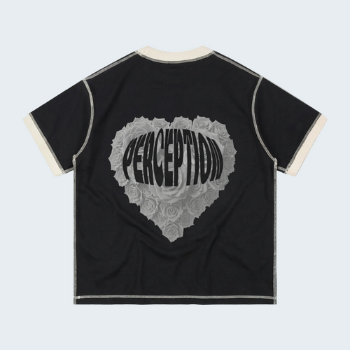 BLACK COTTON T-SHIRT WITH CONTRAST STITCHING