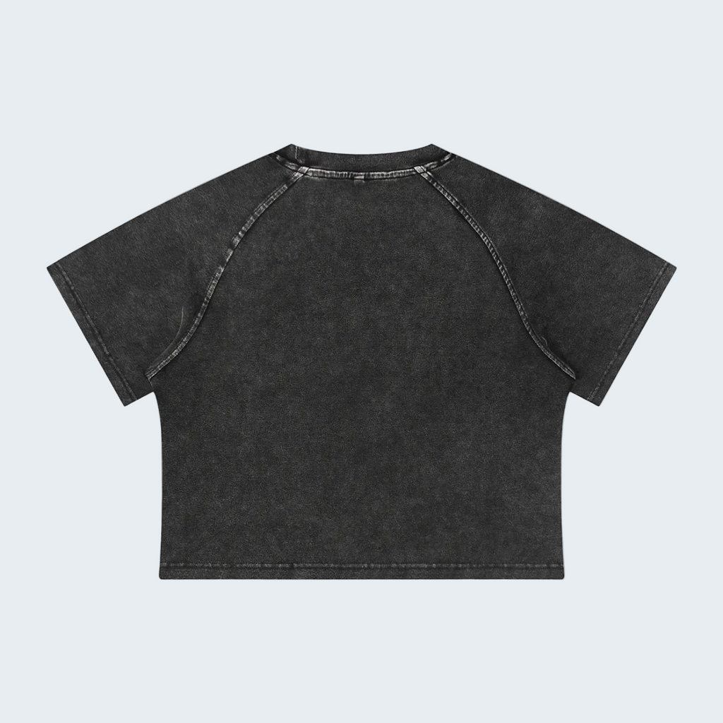 MINERAL WASH RANGLAN CROP TEE