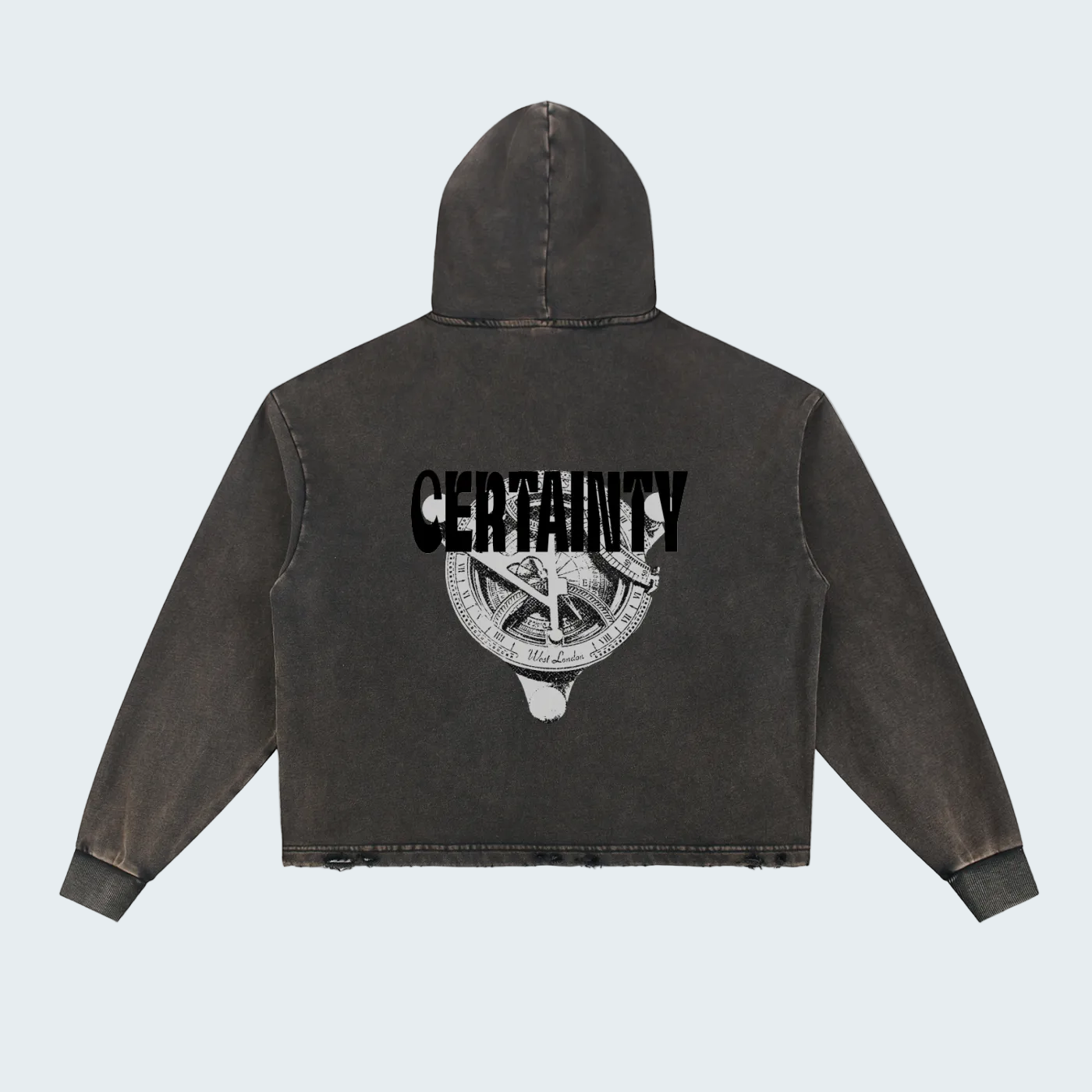 RETRO WASHED HOODIE WITH FRAYED HEM