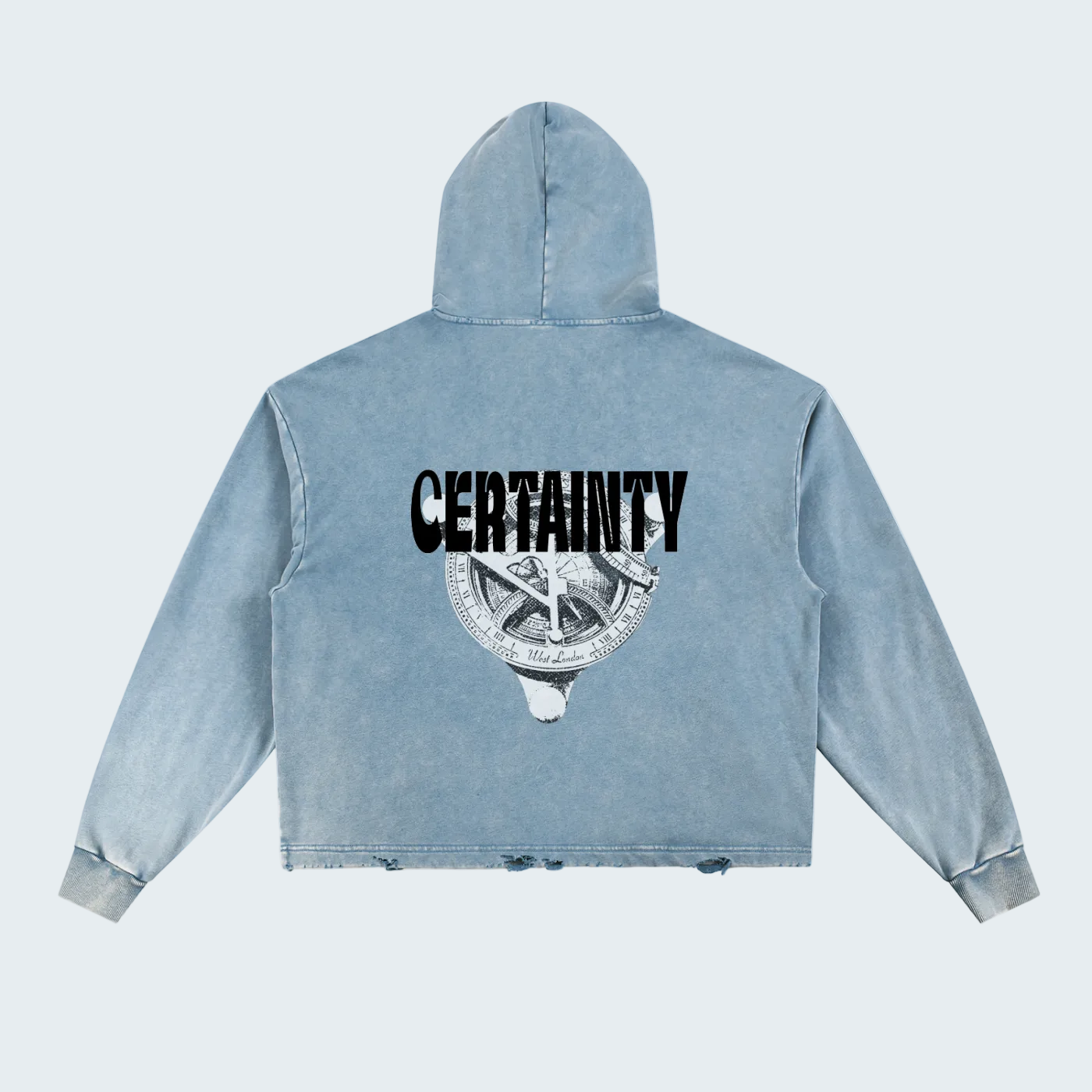 RETRO WASHED HOODIE WITH FRAYED HEM