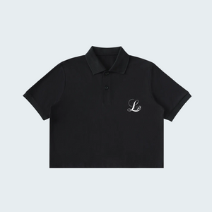 BLACK -  ESSENTIAL CROP POLO