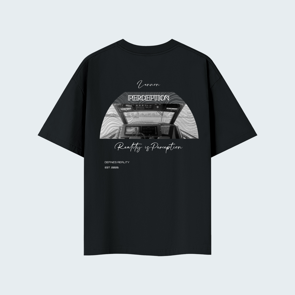 REALITY IS PERCEPTION - SOLID COLOR LIGHTWEIGHT OVERSIZED TEE / WHITE TEXT