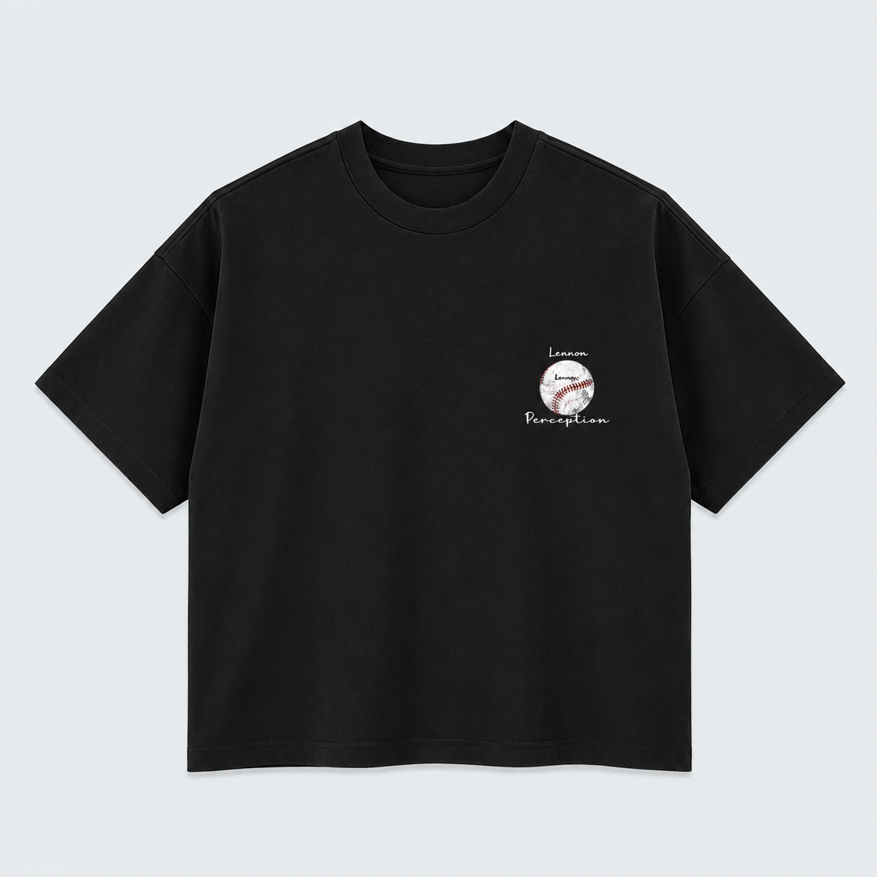 BASEBALL- BLACK  BOXY DROP SHOULDER TEE