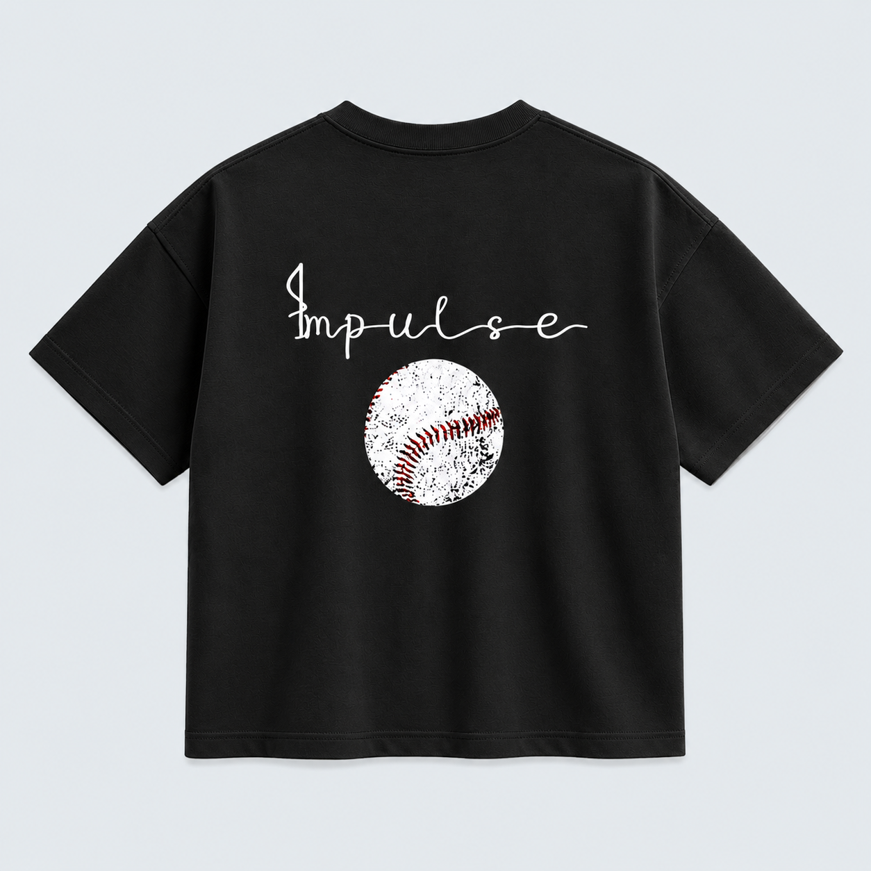 BASEBALL- BLACK  BOXY DROP SHOULDER TEE