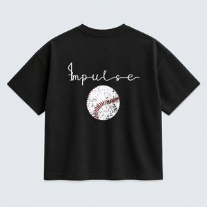 BASEBALL- BLACK  BOXY DROP SHOULDER TEE