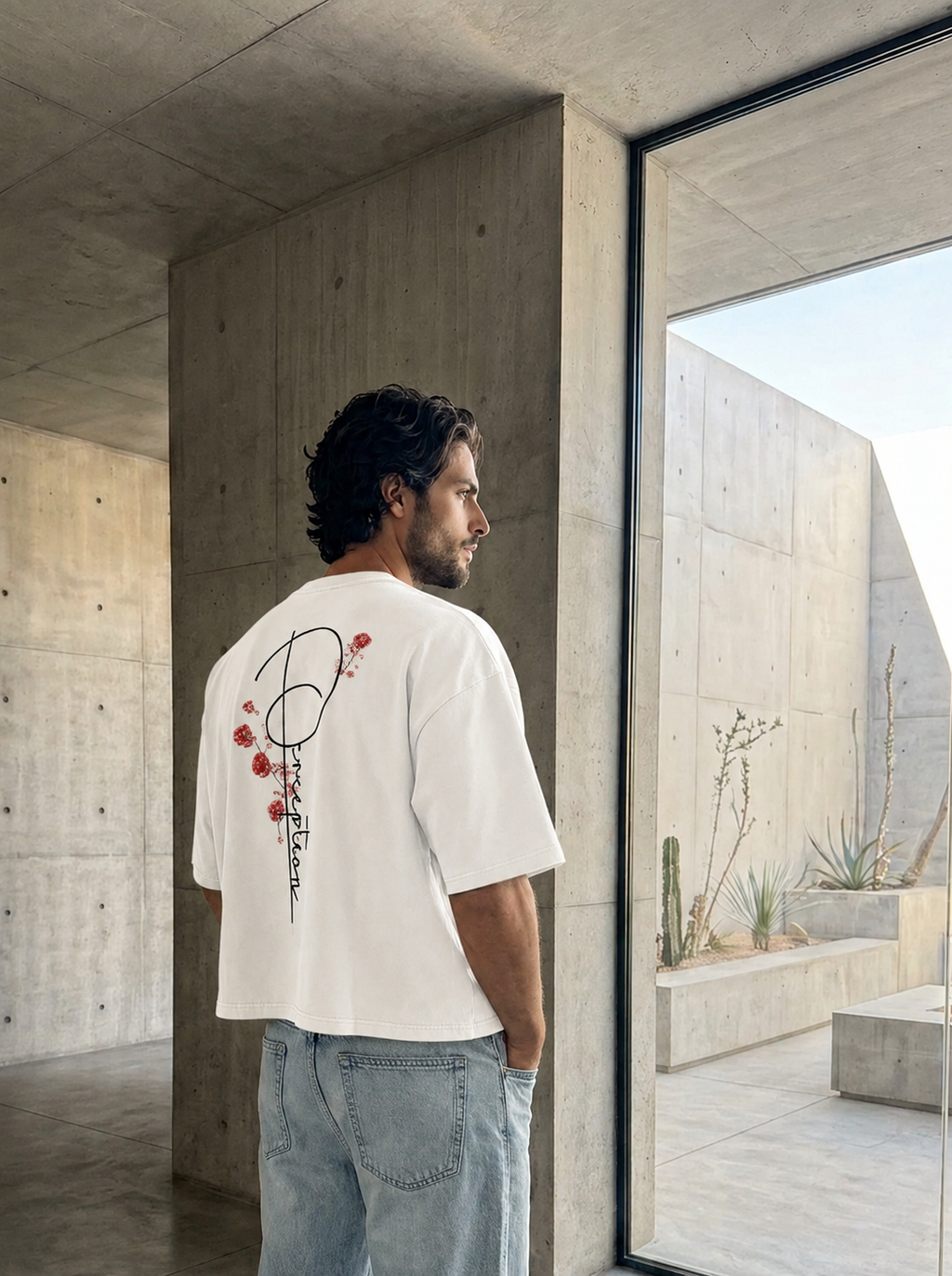 BRANCHES AND ROSES- WASHED BOXY TEE