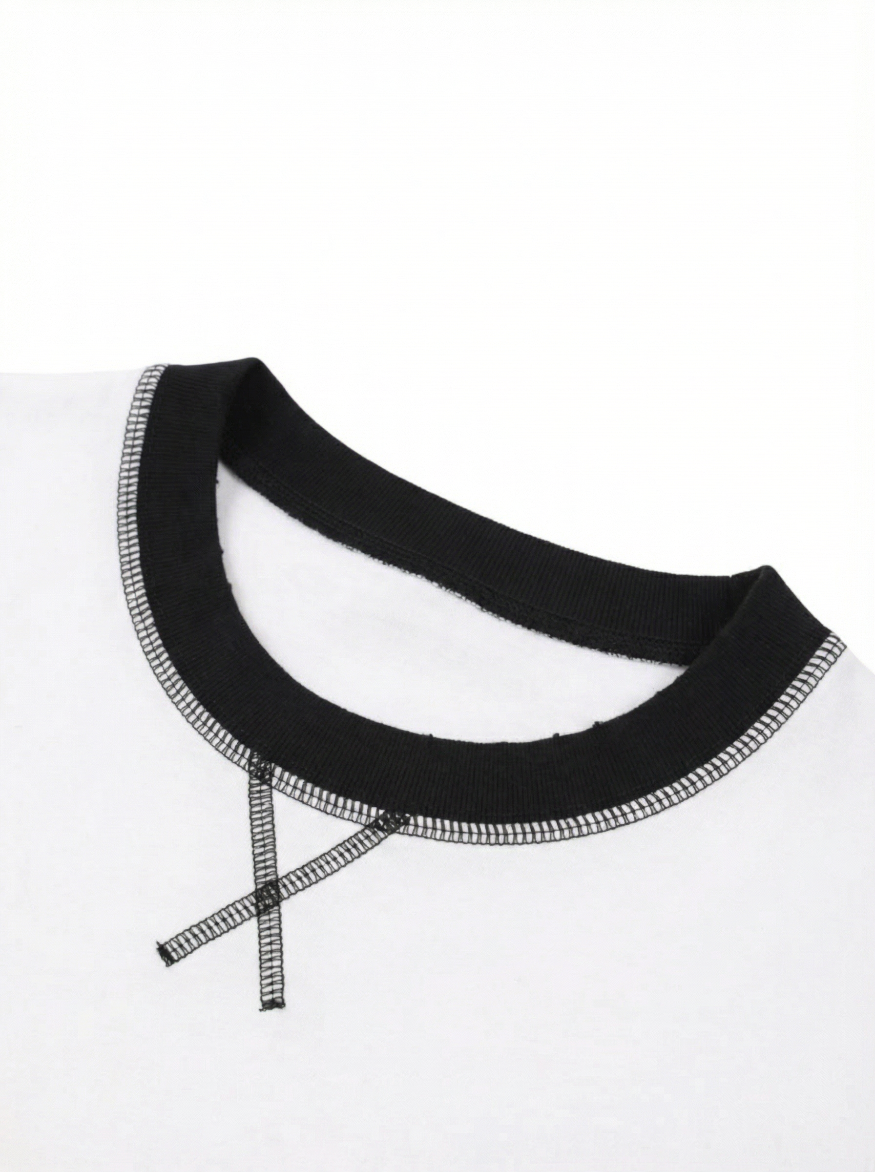 WHITE COTTON T-SHIRT WITH CONTRAST STITCHING