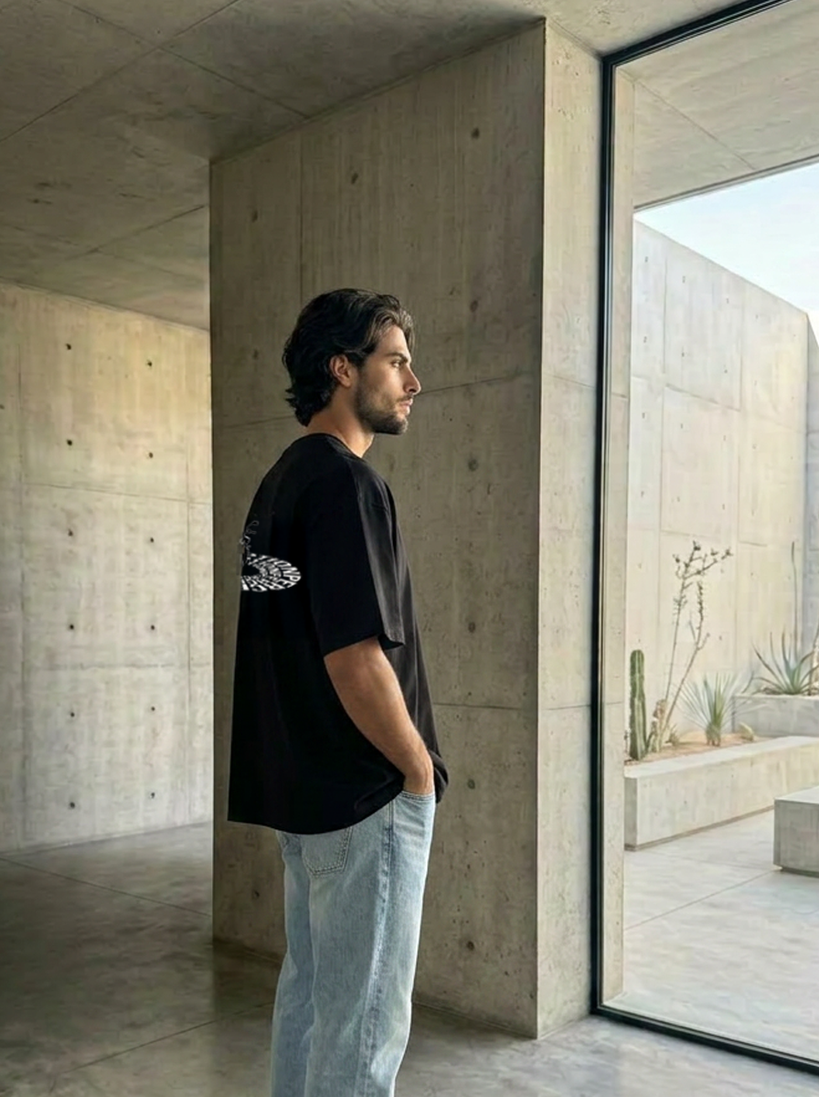 BIKE VISION - SOLID COLOR PREMIUM OVERSIZED TEE/ WHITE TEXT