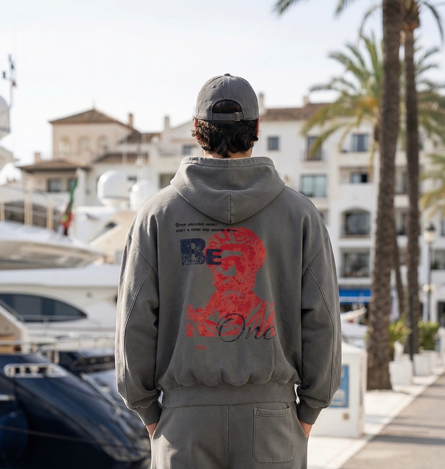 FRAYED-EDGE ENZYME WASHED HOODIE