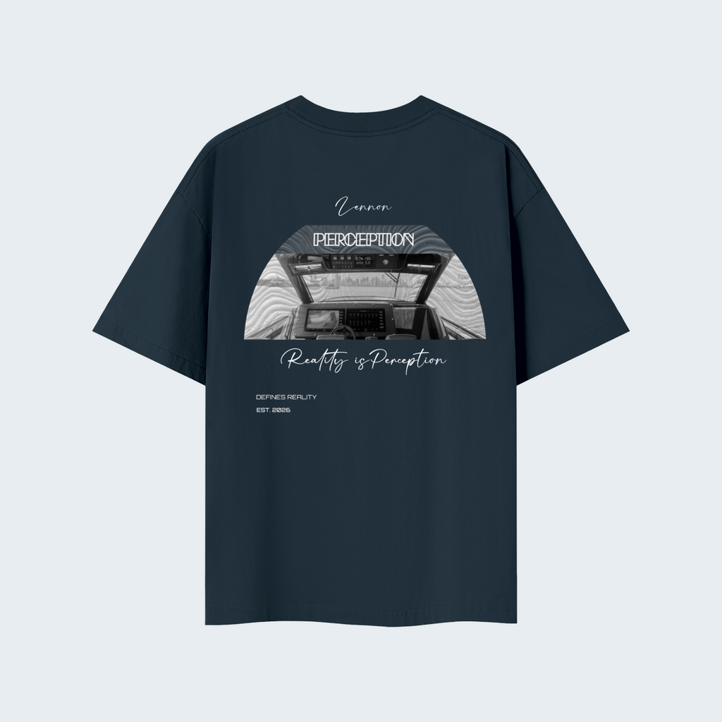 REALITY IS PERCEPTION - SOLID COLOR LIGHTWEIGHT OVERSIZED TEE / WHITE TEXT