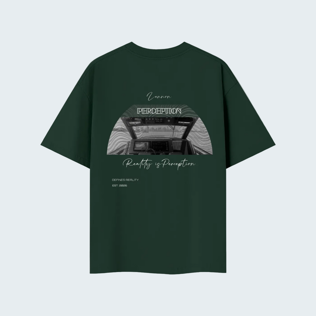 REALITY IS PERCEPTION - SOLID COLOR LIGHTWEIGHT OVERSIZED TEE / WHITE TEXT