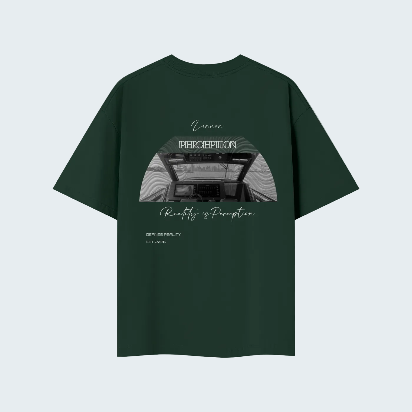 REALITY IS PERCEPTION - SOLID COLOR LIGHTWEIGHT OVERSIZED TEE / WHITE TEXT