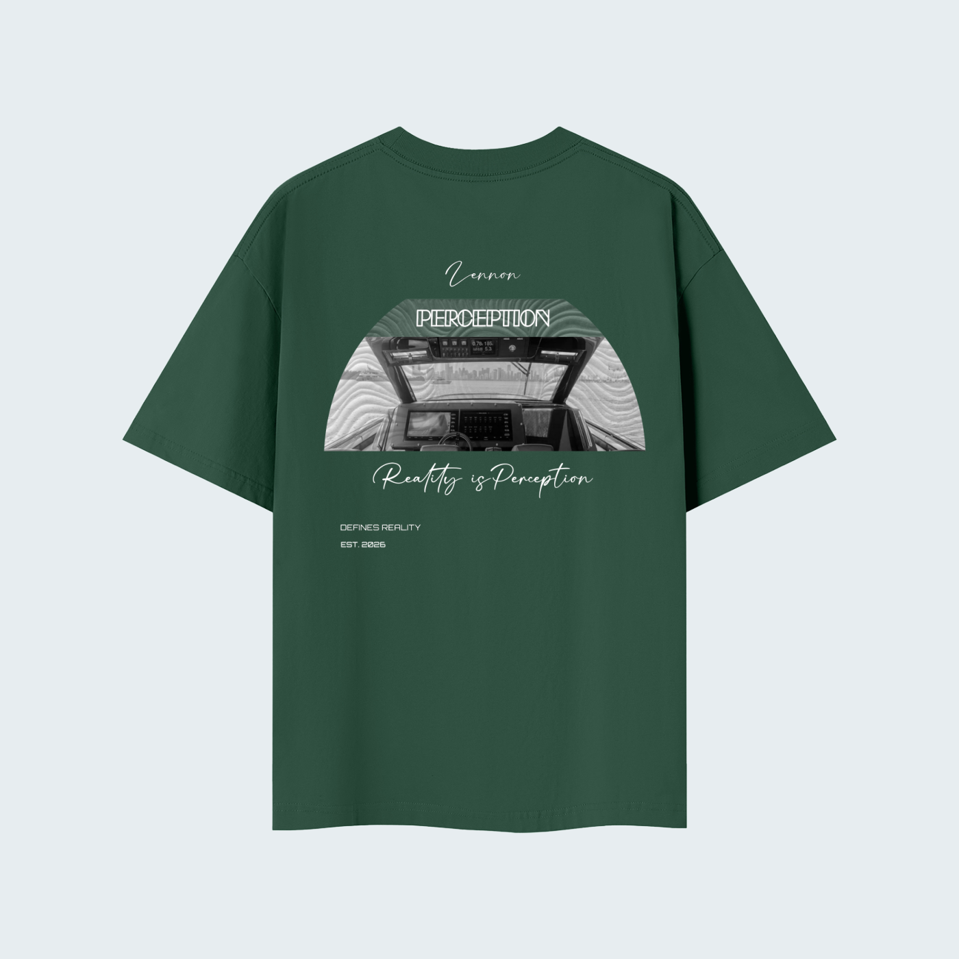 REALITY IS PERCEPTION - SOLID COLOR LIGHTWEIGHT OVERSIZED TEE / WHITE TEXT