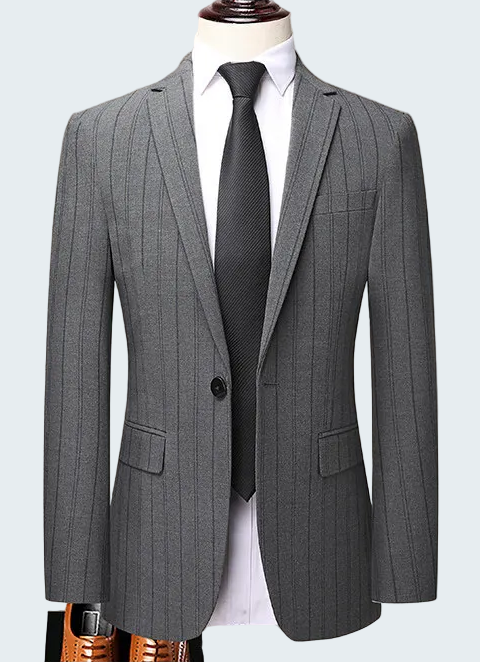 MEN'S PINSTRIPED SUIT WITH LARGE-SIZE PANTS