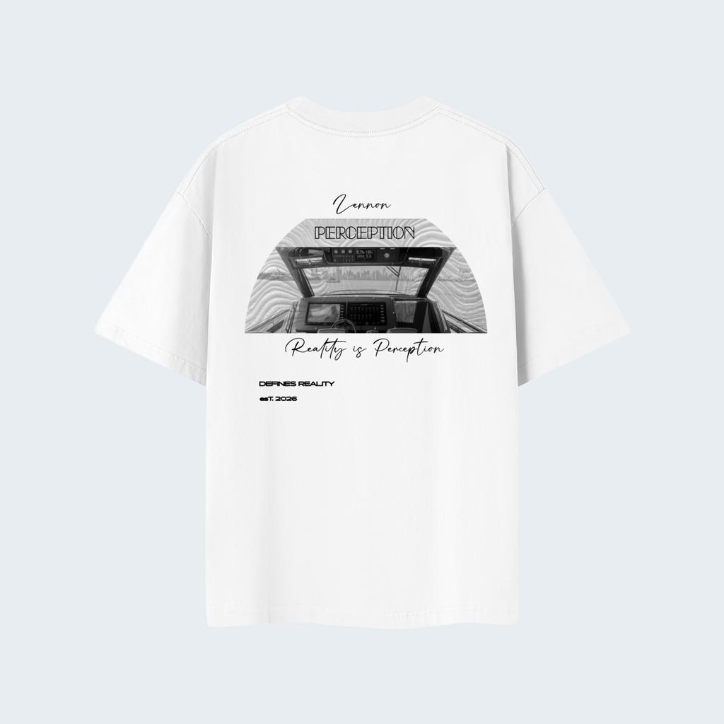 REALITITY IS PERCEPTION - SOLID COLOR LIGHTWEIGHT OVERSIZED TEE/ BLACK TEXT