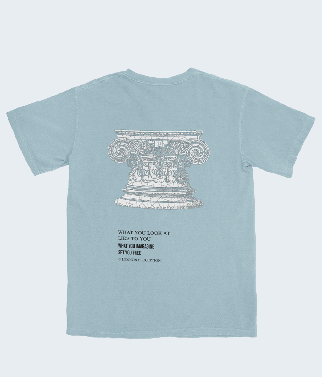 COLUMN WITH FHRASE SOFT WASHED DENIM  HEAVYWEIGHT T-SHIRT