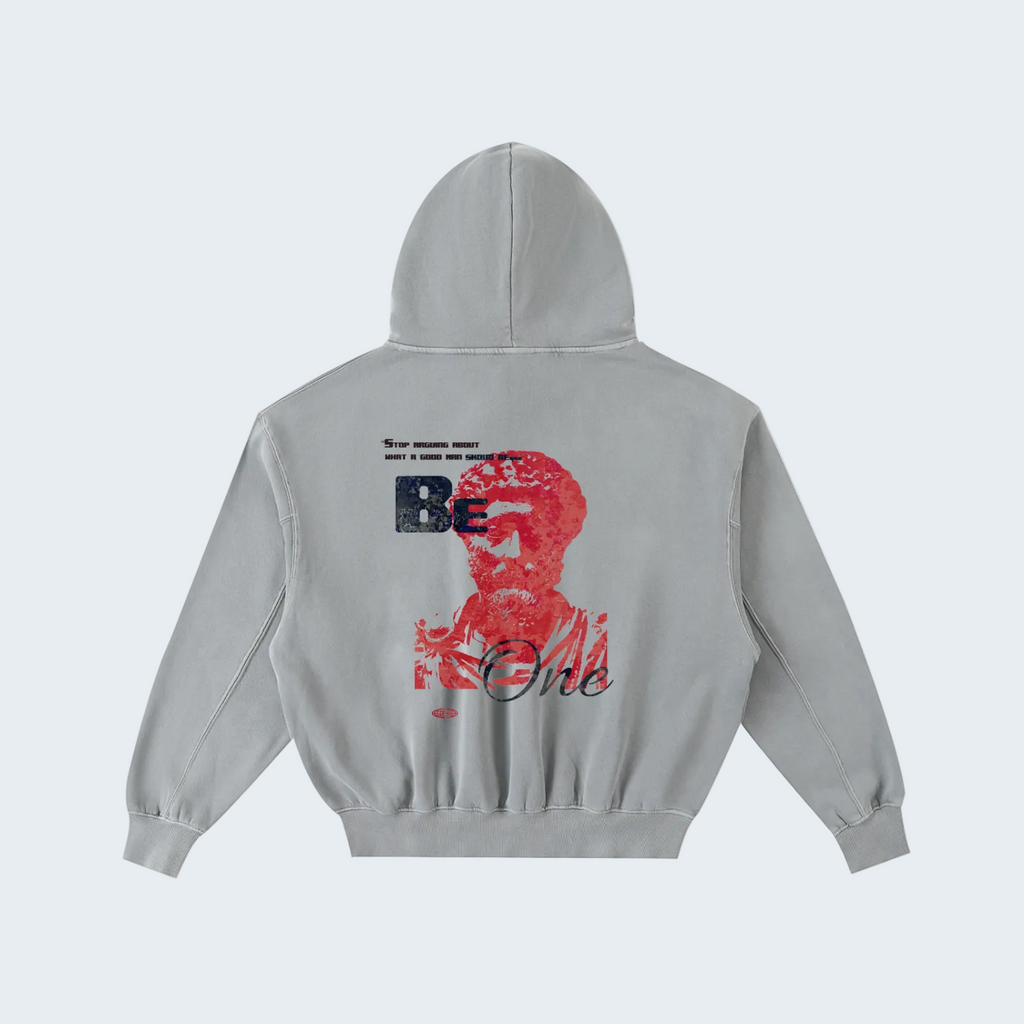 FRAYED-EDGE ENZYME WASHED HOODIE