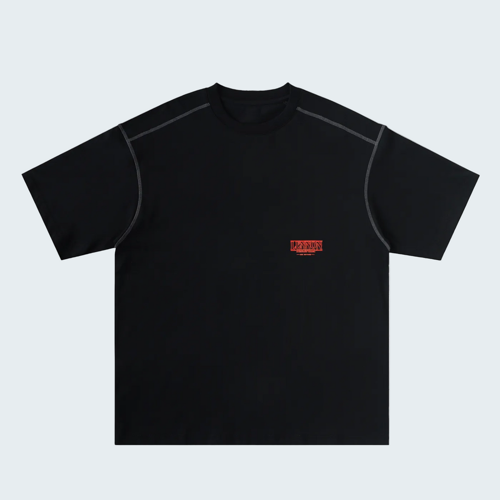 OVERSIZED T-SHIRT WITH CONTRAST STITCHING  LETTER WITH LIGHT EFFECT