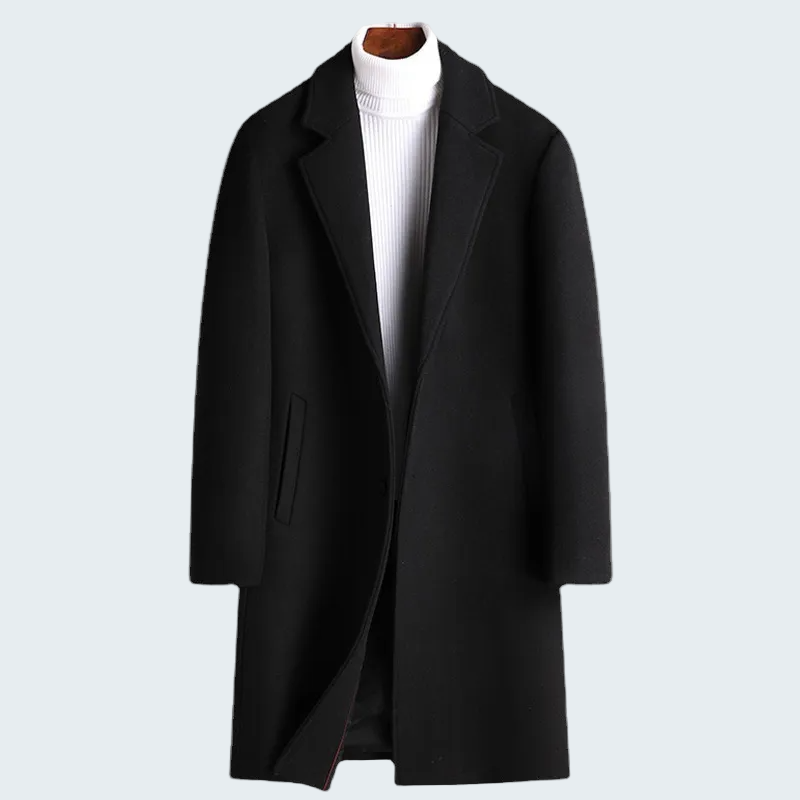 MEN'S WOOL OVERCOAT WITH LAPEL-URBAN BUSINESS STYLE, PLUS SIZE
