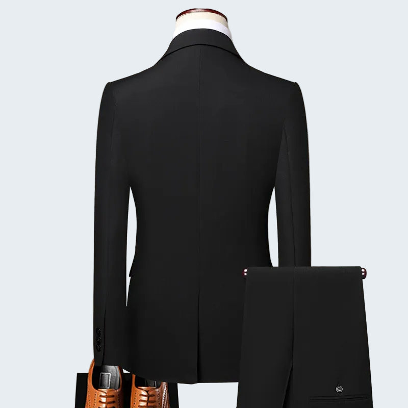 MEN'S SOLID COLOR SUIT WITH LOOSE -FIT TROUSERS