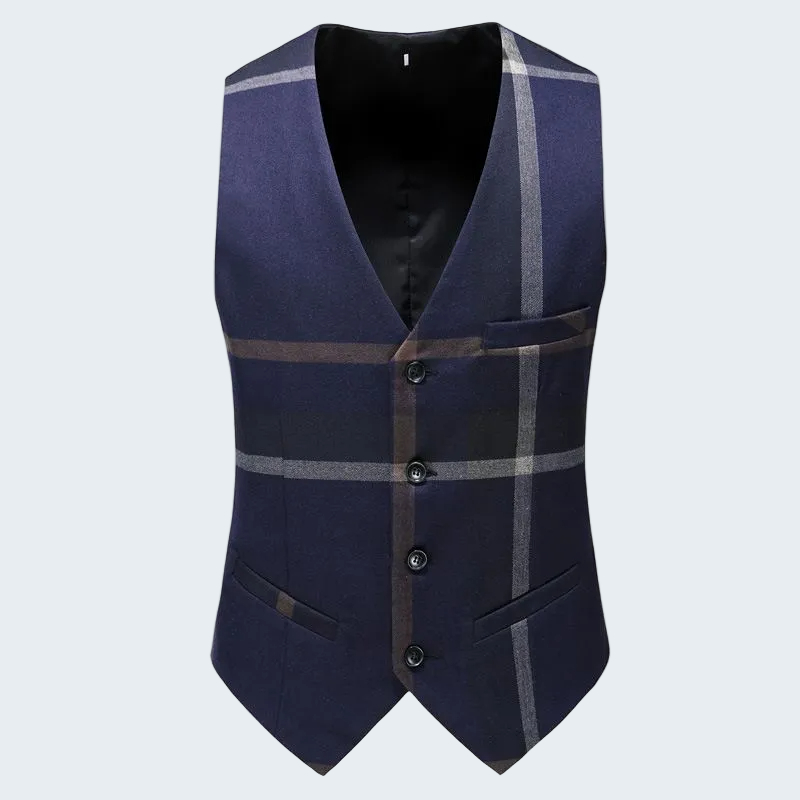 MEN'S SLIM-FIT BLUE PINSTRIPE SUIT WITH VEST