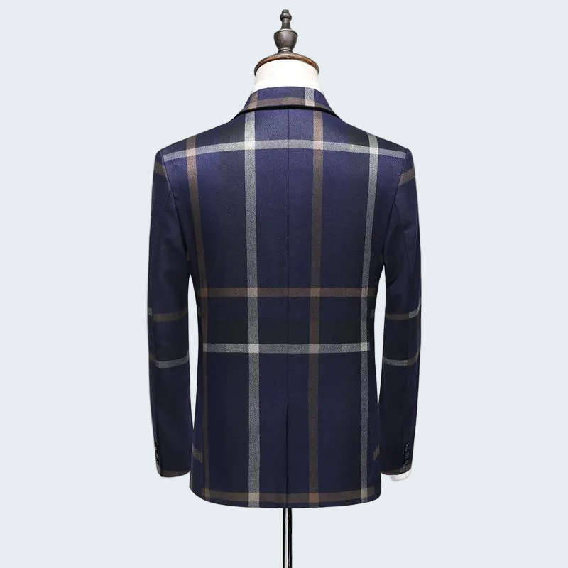 MEN'S SLIM-FIT BLUE PINSTRIPE SUIT WITH VEST