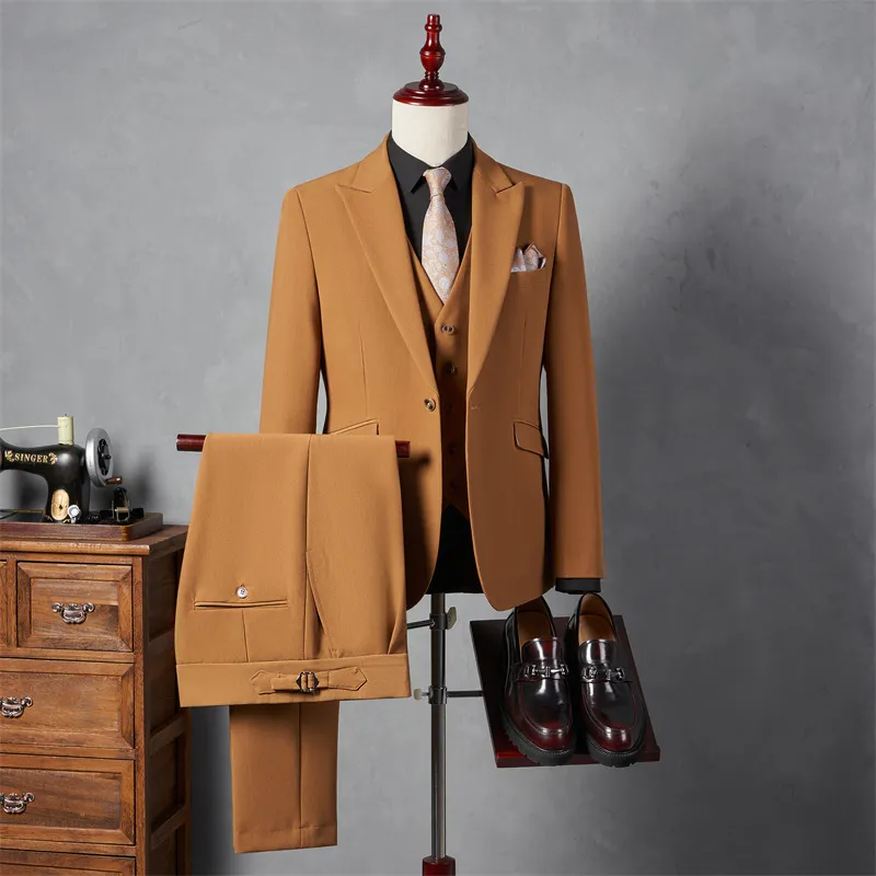 MEN'S BUSINESS SUIT THREE-PIECE SET