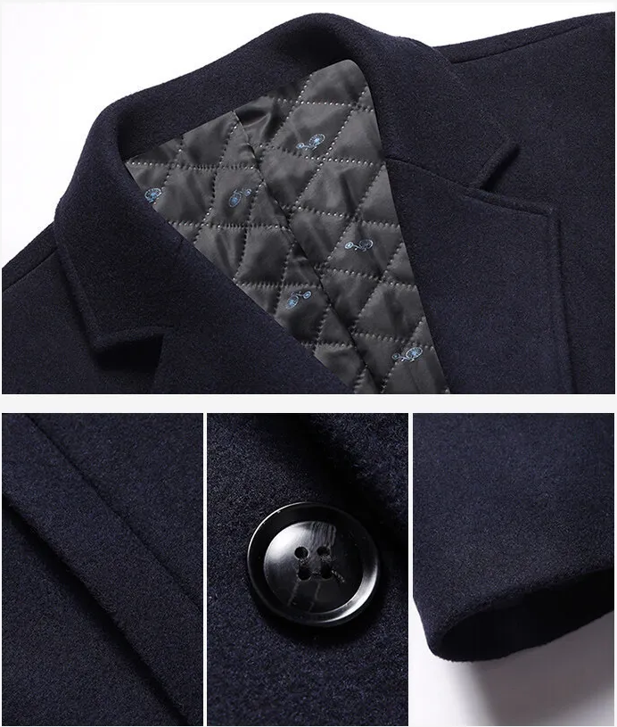 MEN'S WOOL OVERCOAT WITH LAPEL-URBAN BUSINESS STYLE, PLUS SIZE