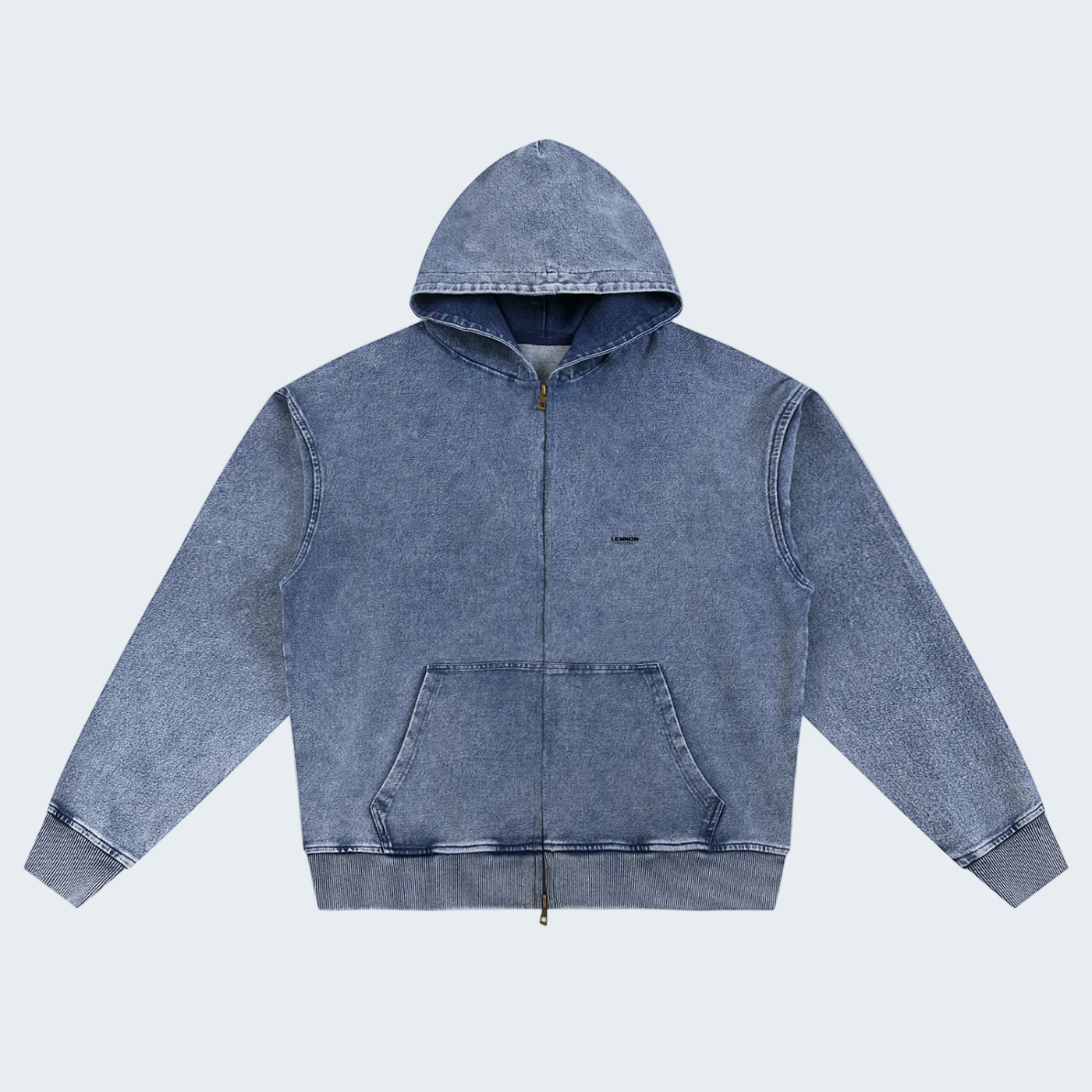 OVERSIZED WASHED ZIP-UP HOODIE