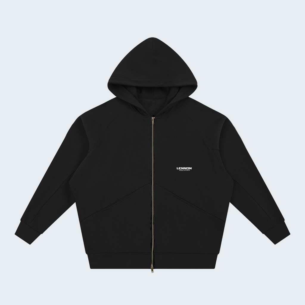 ZIP-UP BLACK HOODIE