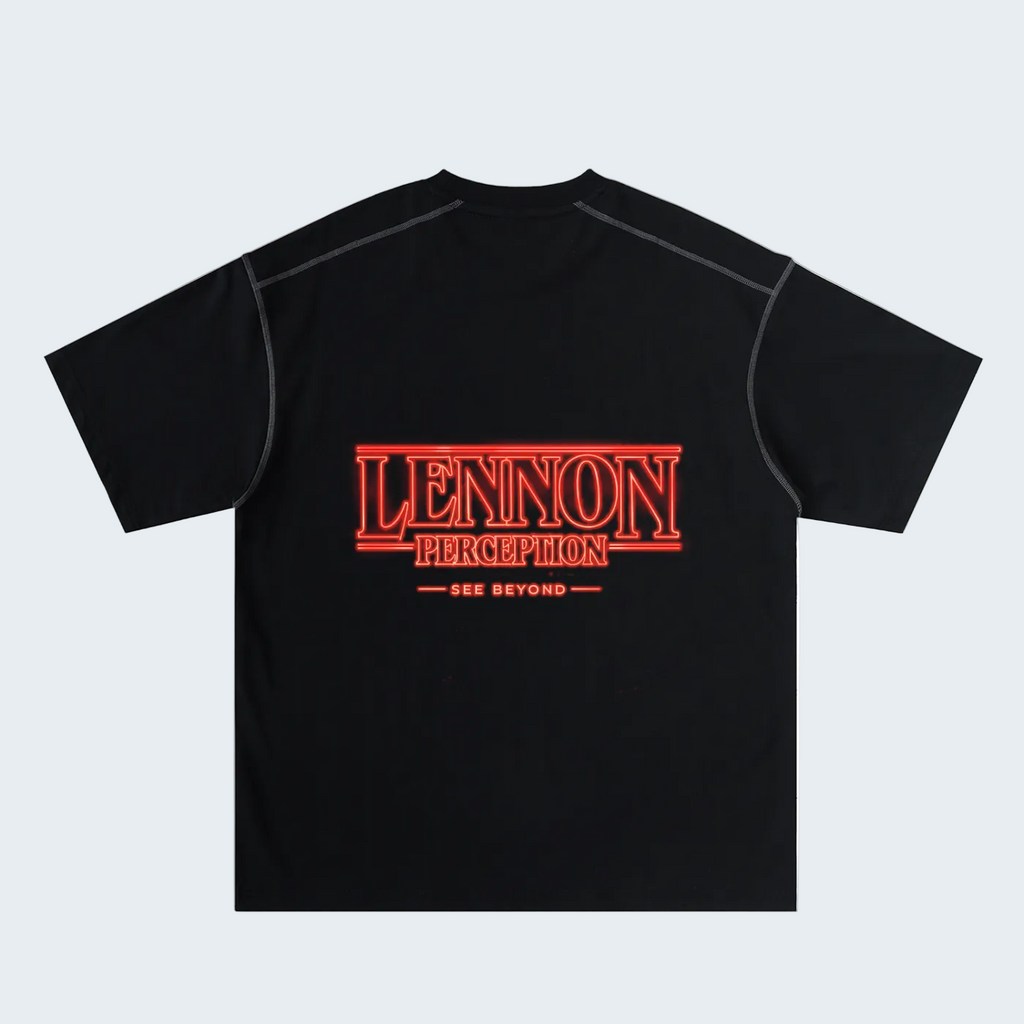 OVERSIZED T-SHIRT WITH CONTRAST STITCHING  LETTER WITH LIGHT EFFECT