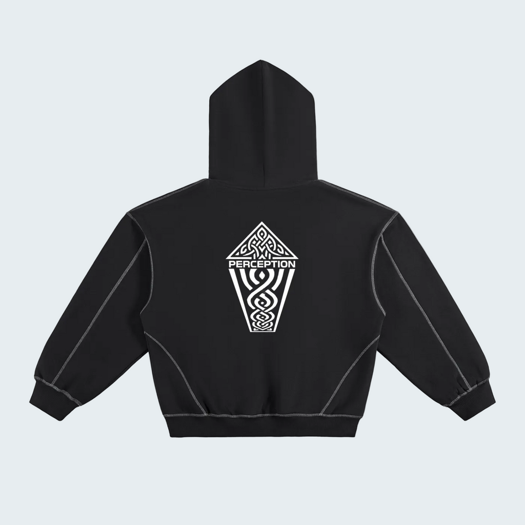 BOXY FLEECE HOODIE WITH CONTRAST STITCHING