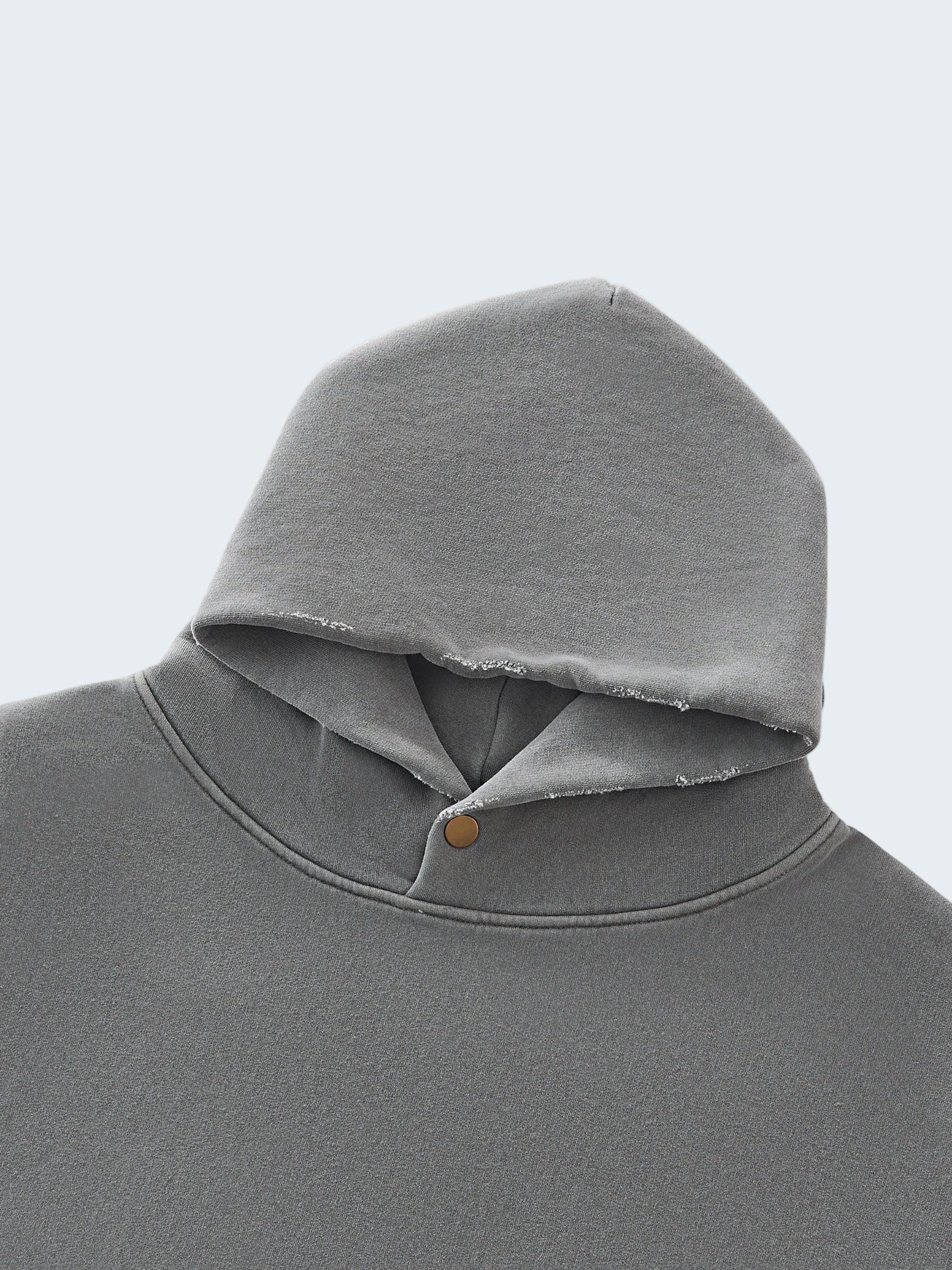 FRAYED-EDGE ENZYME WASHED HOODIE