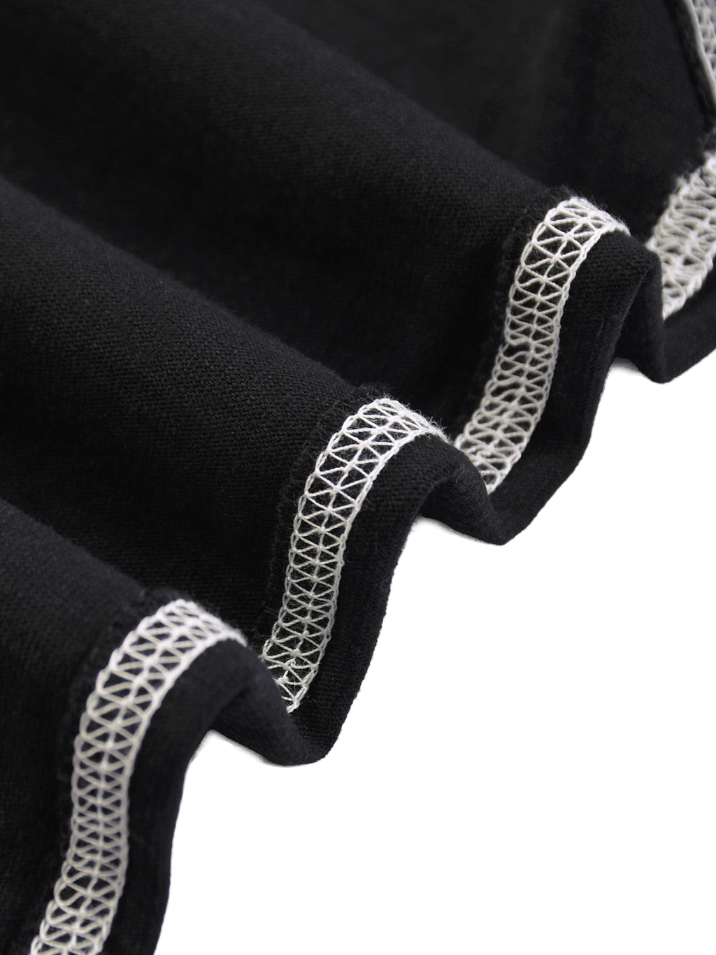 BLACK COTTON T-SHIRT WITH CONTRAST STITCHING