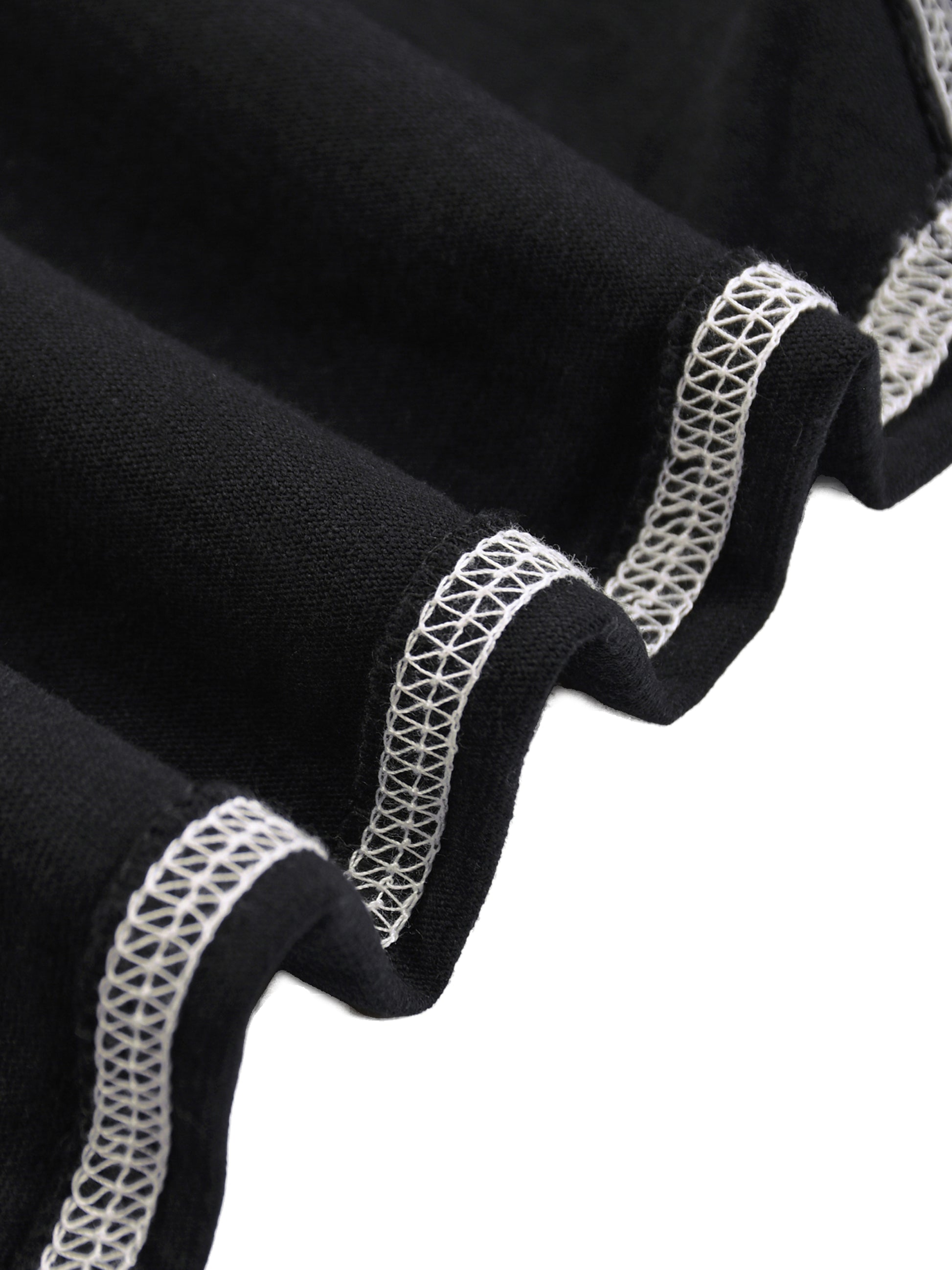 BLACK COTTON T-SHIRT WITH CONTRAST STITCHING