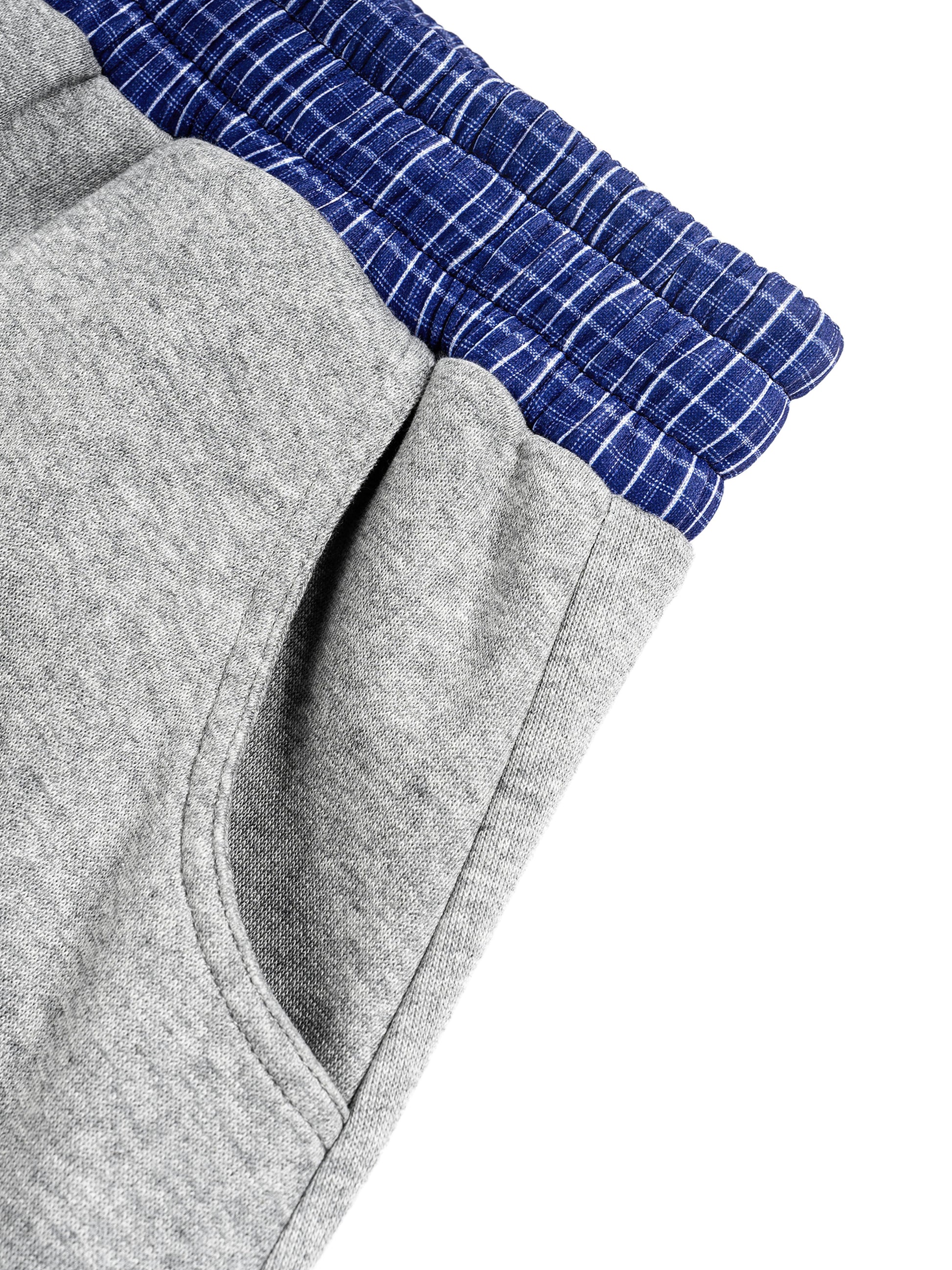 GRAY BARREL SWEATPANTS WITH PLAID WAISTBAND