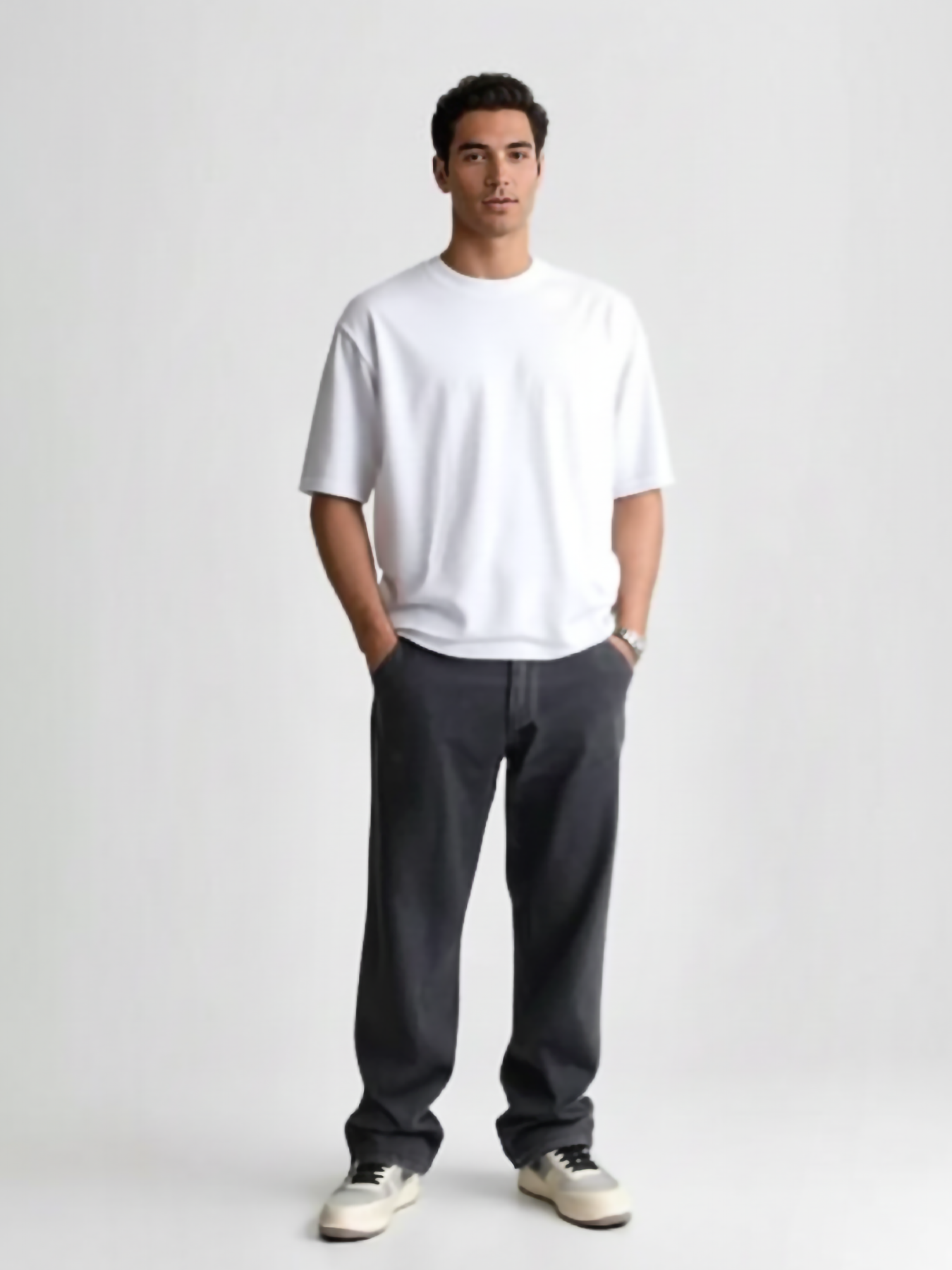 MEN'S WASHED RELAXED FIT WIDE LEG JEANS