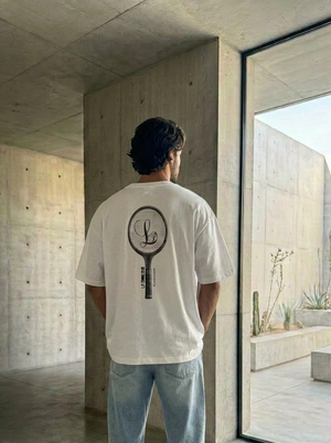 TENNIS RACKET - SOLID COLOR LIGHTWEIGHT OVERSIZED TEE /BLACK TEXT