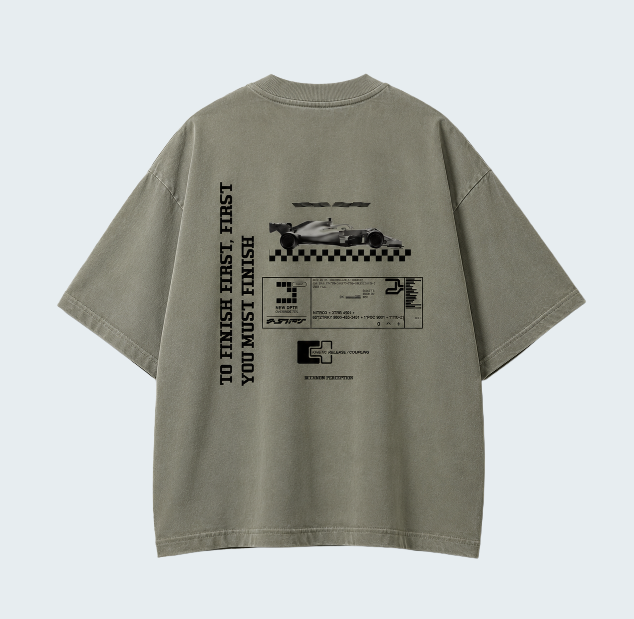 RACE - WASHED BOXY TEE /  BLACK TEXT