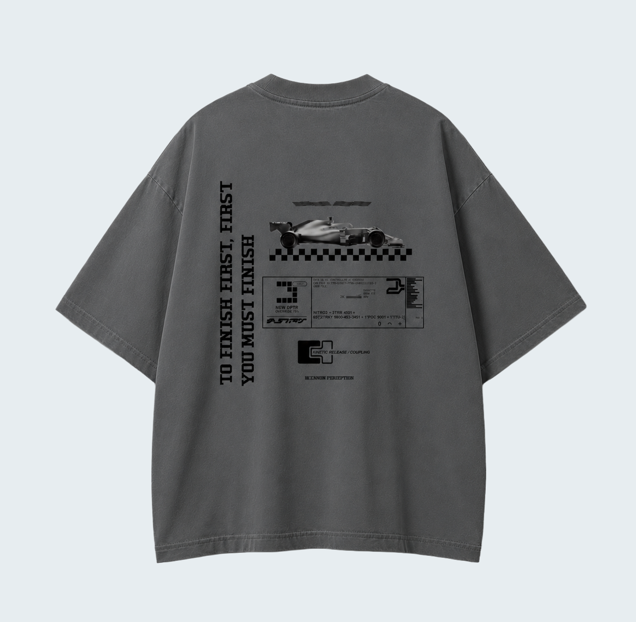 RACE - WASHED BOXY TEE /  BLACK TEXT