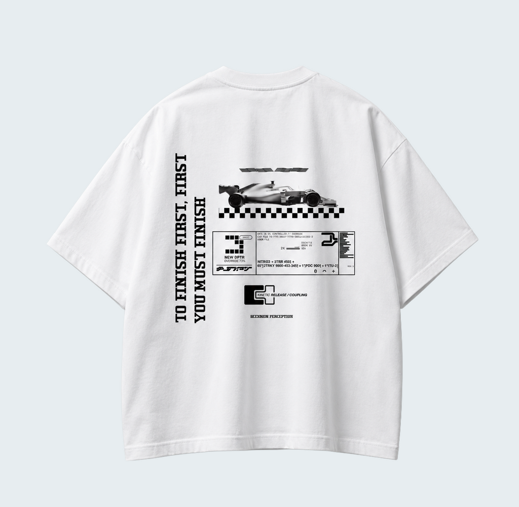 RACE - WASHED BOXY TEE /  BLACK TEXT