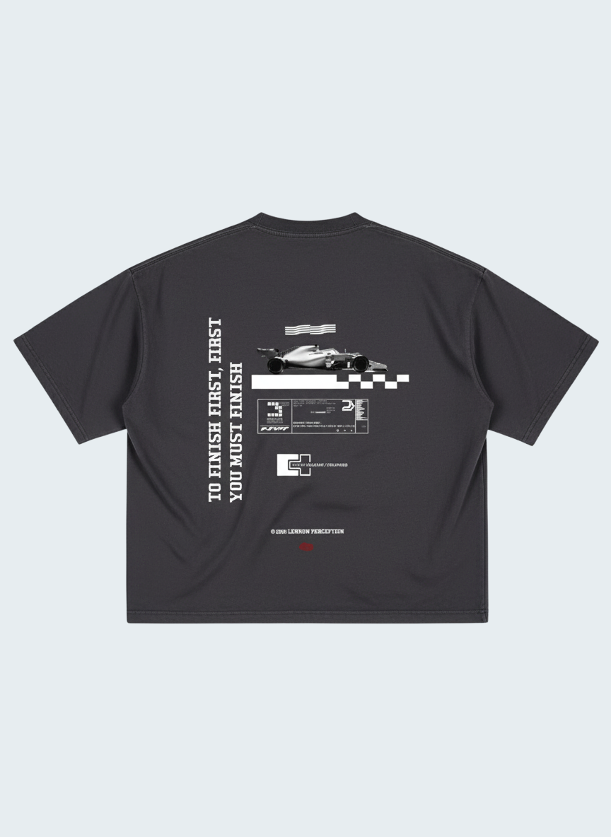 RACE WASHED BOXY T-SHIRT WHITE LETTERS