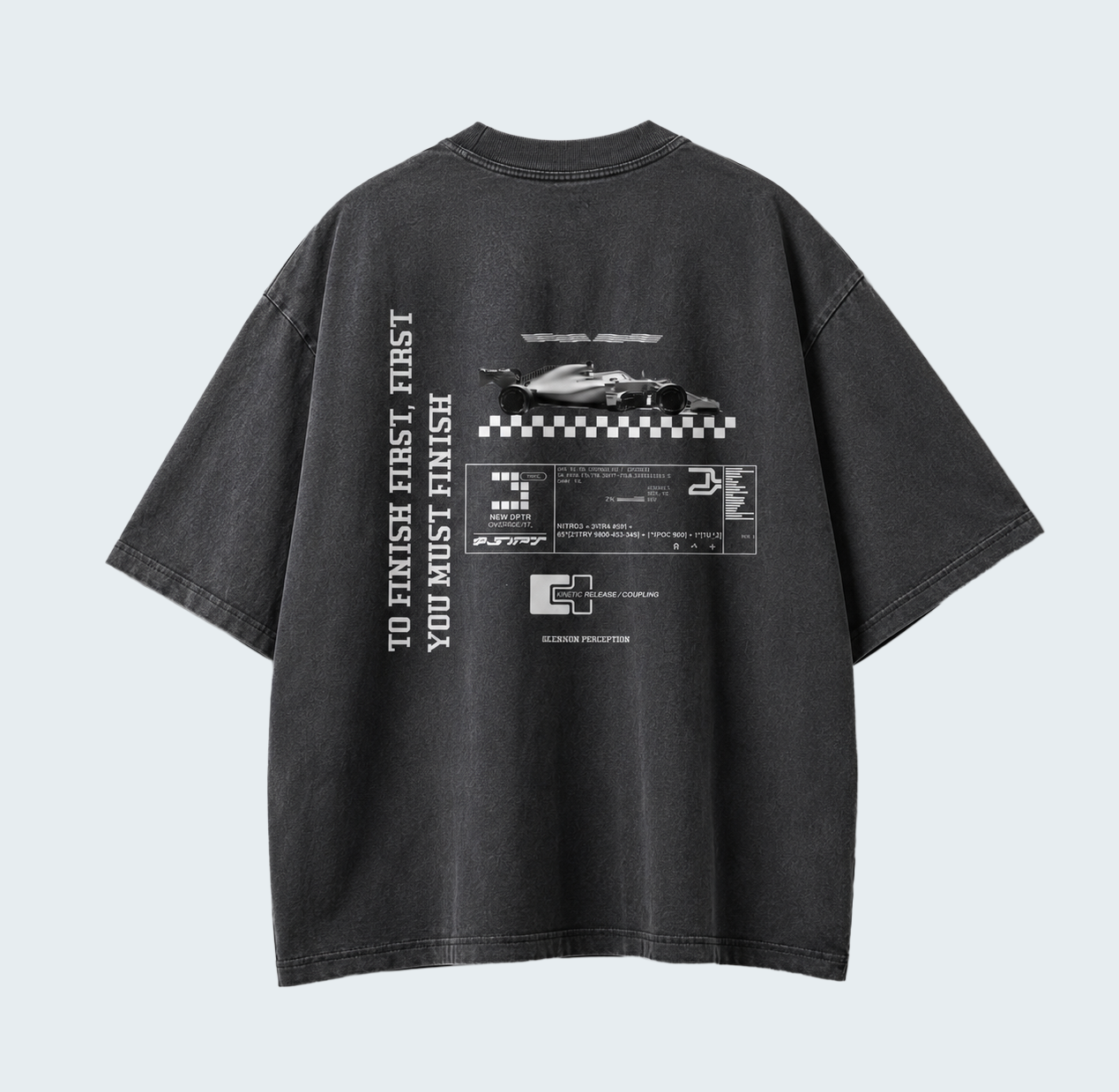 RACE - WASHED BOXY TEE / WHITE TEXT